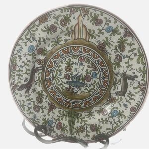VTG Coimbra Portugal Floral Ceramic Decorative Plate Portugal Animals Signed